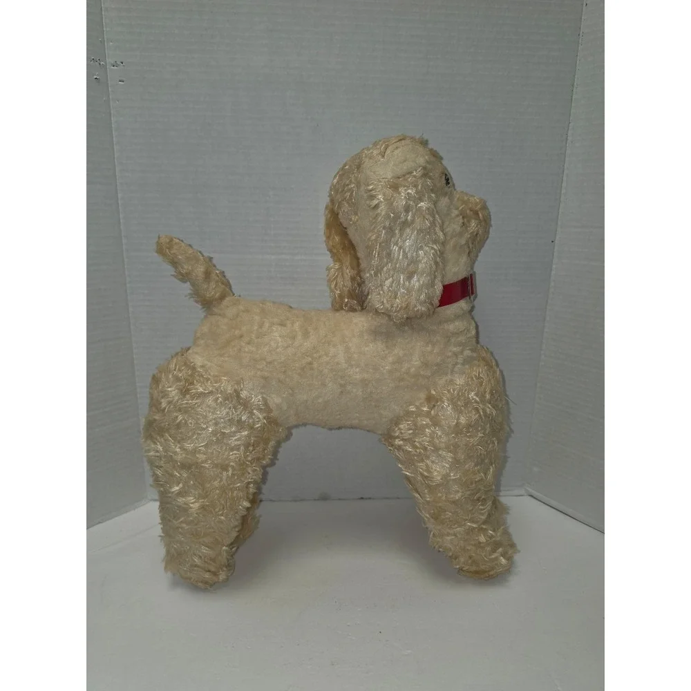 vintage mid-century mohair stuffed poodle toy 1950s